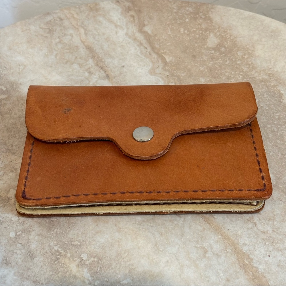 Longhorn Leather natural leather snap pouch